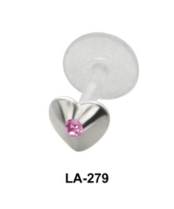 Gemstone Heart Shaped Labrets Push-in LA-279