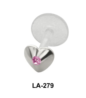 Gemstone Heart Shaped Labrets Push-in LA-279