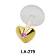 Gemstone Heart Shaped Labrets Push-in LA-279