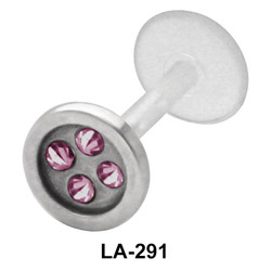 Button With Rhinestone Labrets Push-in LA-291