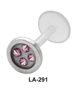 Button With Rhinestone Labrets Push-in LA-291