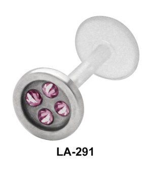 Button With Rhinestone Labrets Push-in LA-291