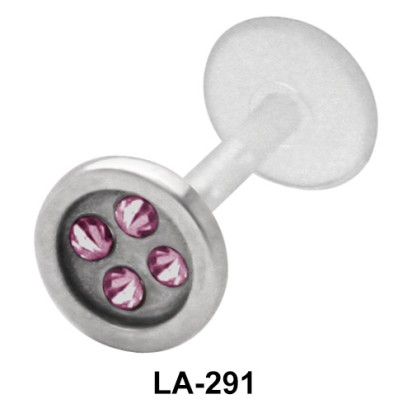 Button With Rhinestone Labrets Push-in LA-291