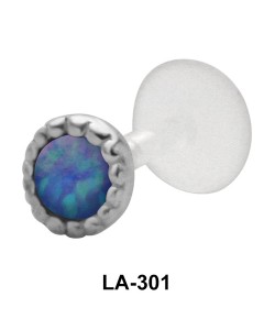 Opal set in Traditional Labret Piercing with PTFE LA-301