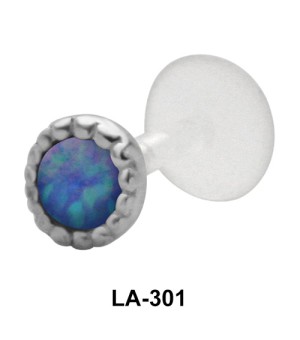 Opal set in Traditional Labret Piercing with PTFE LA-301