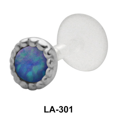 Opal set in Traditional Labret Piercing with PTFE LA-301