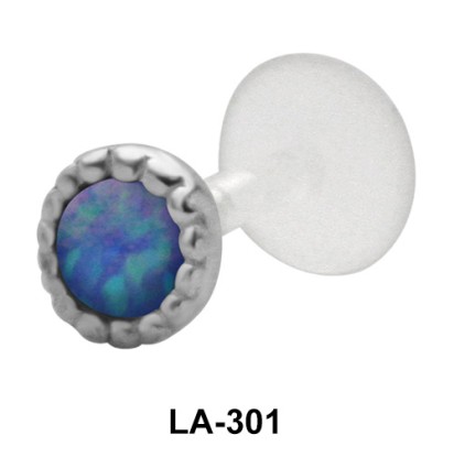 Opal set in Traditional Labret Piercing with PTFE LA-301