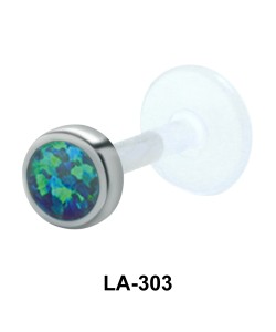 Turquoise Stone Bezel Set Labrets Push-in LA-303