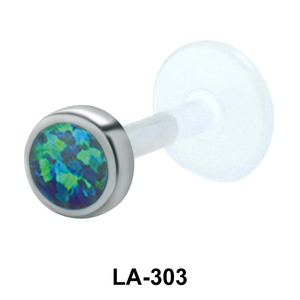 Turquoise Stone Bezel Set Labrets Push-in LA-303