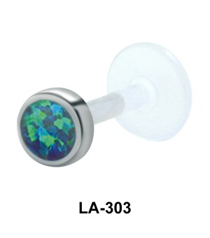 Turquoise Stone Bezel Set Labrets Push-in LA-303