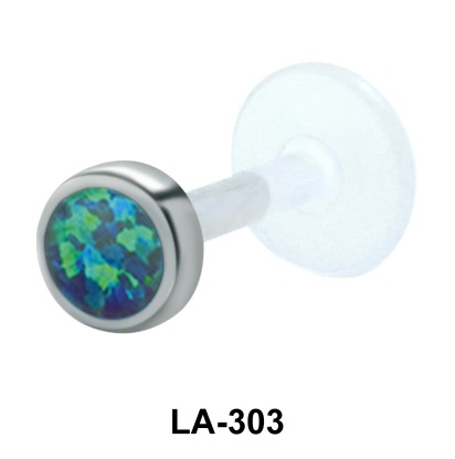 Turquoise Stone Bezel Set Labrets Push-in LA-303