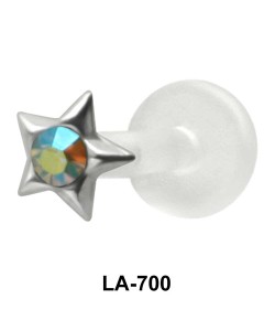 Stone in Star Labret Piercing with PTFE LA-700