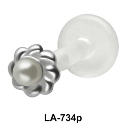 Pearl Set Flower Shaped Labret Push-in LA-734p