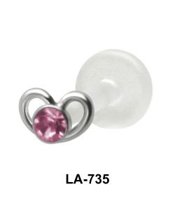 Stone Set Heart Shaped Labrets Push-in LA-735