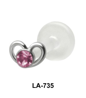 Stone Set Heart Shaped Labrets Push-in LA-735