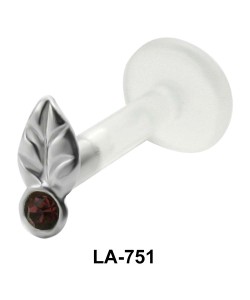 Stone Set Leaf Shaped Labrets Push-in LA-751