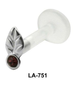 Stone Set Leaf Shaped Labrets Push-in LA-751