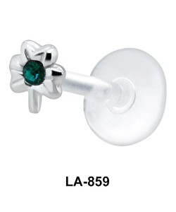 Stone Set Flower Shaped Silver Labrets LA-859