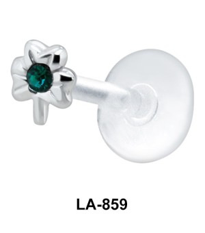 Stone Set Flower Shaped Silver Labrets LA-859