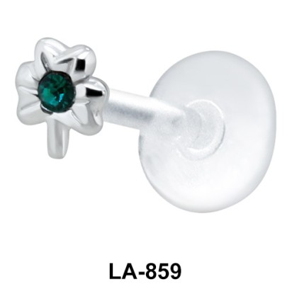 Stone Set Flower Shaped Silver Labrets LA-859