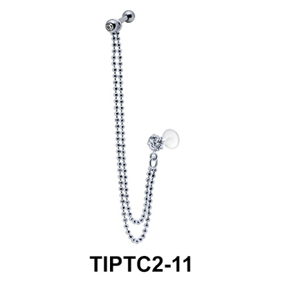 Stones Double Chained Tragus Piercing TIPTC2-11