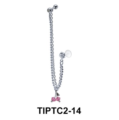 Double Chained With Cherry Tragus Piercing TIPTC2-14