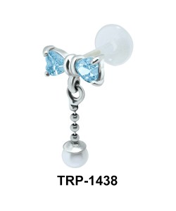 Bow with Pearl Tragus Piercing TRP-1438