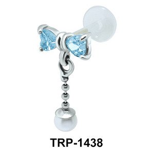 Bow with Pearl Tragus Piercing TRP-1438
