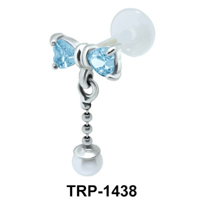 Bow with Pearl Tragus Piercing TRP-1438