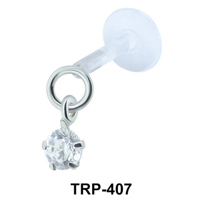 Round CZ Tragus Piercing TRP-407
