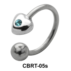 Stone Placed Heart Circular Barbells CBRT-05s