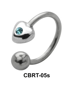 Stone Placed Heart Circular Barbells CBRT-05s