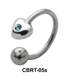 Stone Placed Heart Circular Barbells CBRT-05s