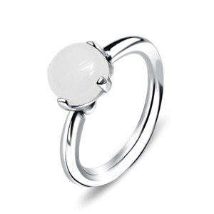 Milky Stone Belly Piercing Closure Ring DCRT-100