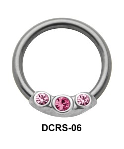 Triple Stones Nipple Piercing Closure Ring DCRS-06