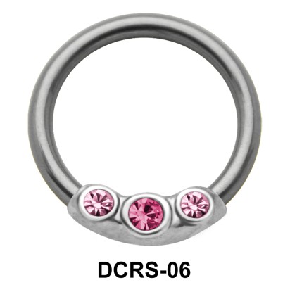 Triple Stones Nipple Piercing Closure Ring DCRS-06