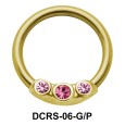Triple Stones Nipple Piercing Closure Ring DCRS-06