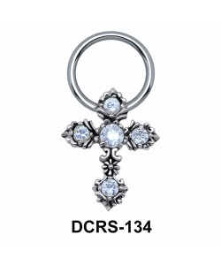Multistone Cross Nipple Piercing Closure Ring DCRS-134