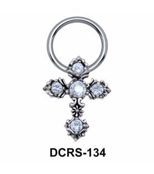 Multistone Cross Nipple Piercing Closure Ring DCRS-134