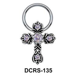 Floral Cross Nipple Piercing Closure Ring DCRS-135