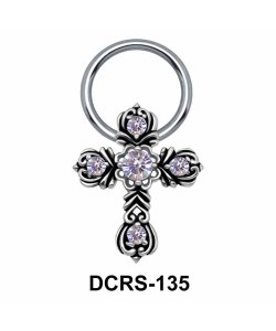 Floral Cross Nipple Piercing Closure Ring DCRS-135