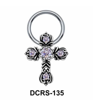 Floral Cross Nipple Piercing Closure Ring DCRS-135