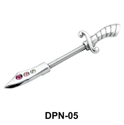 Dagger Shaped Double Nipple Piercing DPN-05