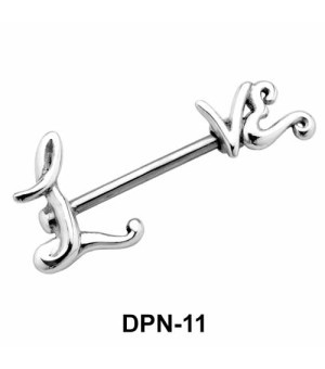 LOVE Script Double Nipple Piercing DPN-11