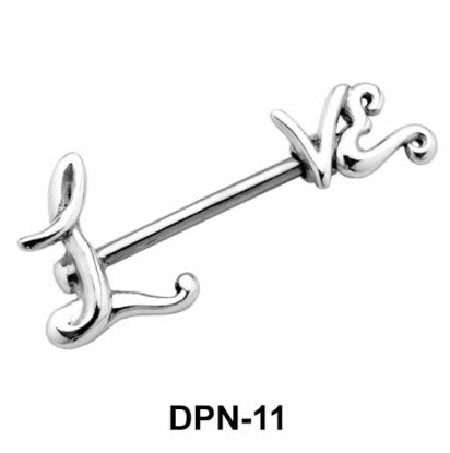 LOVE Script Double Nipple Piercing DPN-11