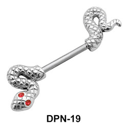 Stone Set Snake Double Nipple Piercing DPN-19