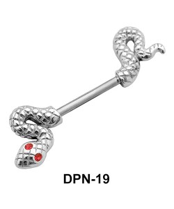 Stone Set Snake Double Nipple Piercing DPN-19