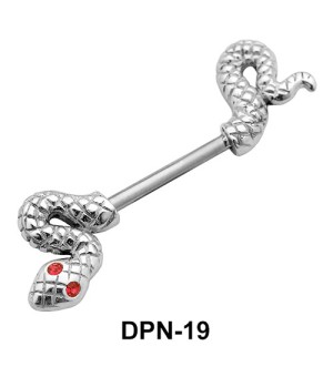 Stone Set Snake Double Nipple Piercing DPN-19