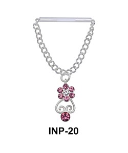 Stone Set Flower Dangling Nipple Piercing INP-20