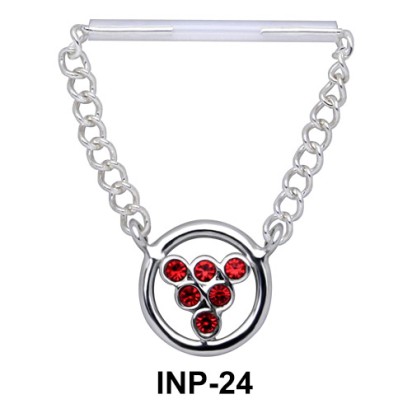 Stone Encrusted Invisible Nipple Piercing INP-24